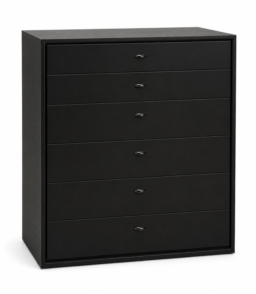 CAJONERA NEGRA DE MADERA DE 6 CAJONES