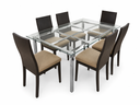 Conjunto de mesa de comedor de cristal con seis sillas